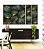 Trio de Quadros Estilizados Folhas Plantas Verde Dourado Tropical Natureza Canvas Moldura - Imagem 2
