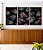 Trio de Quadros Folhas Plantas Verde Magenta Tropical Natureza Canvas Moldura - Imagem 1
