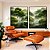 Duo de Quadros Floresta Árvores Verdes Neblina Natureza Canvas Moldura - Imagem 2