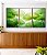 Trio de Quadros Planta Folhas de Lótus Verde Natureza Canvas Moldura - Imagem 3