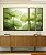 Trio de Quadros Estilizados Planta Folhas de Lótus Verde Natureza Canvas Moldura - Imagem 5