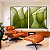 Duo de Quadros Folhas Verdes Vibrante Abstratas Onduladas Arte Canvas Moldura - Imagem 2