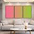 Trio de Quadros Abstrato Degradê Tons Suaves de Rosa e Verde Canvas Moldura - Imagem 1