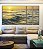Trio de Quadros Estilizados Pôr do Sol no Mar Ondulado Prateado Natureza Canvas Moldura - Imagem 4
