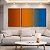 Trio de Quadros Abstrato Degradê Marrom Terra Cobre Azul Canvas Moldura - Imagem 2