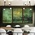 Trio de Quadros Abstrato Verde Esmeralda Dourado Efeito Pintura Canvas Moldura - Imagem 1