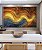 Quadro Horizontal Abstatro Laranja Amarelo Azul Ondulações Textura Canvas Moldura - Imagem 4