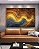 Quadro Horizontal Abstatro Laranja Amarelo Azul Ondulações Textura Canvas Moldura - Imagem 2