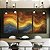 Trio de Quadros Abstatro Laranja Amarelo Azul Ondulações Textura Canvas Moldura - Imagem 2