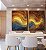 Duo de Quadros Abstatro Laranja Amarelo Azul Ondulações Textura Canvas Moldura - Imagem 1