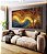 Trio de Quadros Estilizados Abstatro Laranja Amarelo Azul Ondulações Textura Canvas Moldura - Imagem 2
