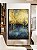 Quadro Vertical Abstrato Amarelo Ouro Azul Petróleo Textura Canvas Moldura - Imagem 1