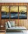 Trio de Quadros Abstrato Amarelo Ouro Azul Petróleo Textura Canvas Moldura - Imagem 5