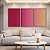 Trio de Quadros Abstrato Degradê Rosa Framboesa Bege Dourado Canvas Moldura - Imagem 1