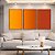 Trio de Quadros Abstrato Degradê Laranja Amarelo Dourado Canvas Moldura - Imagem 2
