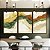 Trio de Quadros Abstrato Amarelo Verde Laranja Ondulações Efeito Pintura Canvas Moldura - Imagem 1