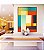 Quadro Vertical Abstrato Mosaico Degradê Azul Amarelo Vermelho Canvas Moldura - Imagem 4