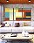 Trio de Quadros Abstrato Mosaico Degradê Azul Amarelo Vermelho Canvas Moldura - Imagem 2
