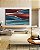 Quadro Horizontal Abstrato Vermelho Dourado Azul Turquesa Canvas Moldura - Imagem 5
