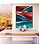 Quadro Vertical Abstrato Vermelho Dourado Azul Turquesa Canvas Moldura - Imagem 4