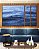 Trio de Quadros Estilizados Mar Ondulado Azul Intenso Natureza Canvas Moldura - Imagem 3