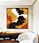 Quadro Quadrado Abstrato Amarelo Laranja Abóbora Preto Efeito Pintura Canvas Moldura - Imagem 2