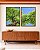 Duo de Quadros Céu Azul Vivo Copa de Árvore Folhas Verdes Paisagem Natureza Canvas Moldura - Imagem 4