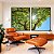 Duo de Quadros Natureza Folhas Verdes Árvore Céu Azul Sol Canvas Moldura - Imagem 2