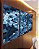 Trio de Quadros Abstrato Mosaico Azul Marinho Claro Canvas Moldura - Imagem 4