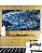 Trio de Quadros Estilizados Abstrato Mosaico Azul Marinho Claro Canvas Moldura - Imagem 2