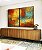 Duo de Quadros Abstrato Textura Amarelo Laranja Turquesa Canvas Moldura - Imagem 1