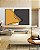 Quadro Horizontal Abstrato Minimalista Amarelo Cinza Contornos Canvas Moldura - Imagem 2