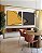 Duo de Quadros Quadrados Abstrato Minimalista Amarelo Cinza Contornos Canvas Moldura - Imagem 2