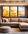 Trio de Quadros Planta Dente-de-leão Azul Luzes Flor Canvas Moldura - Imagem 3