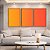 Trio de Quadros Abstrato Degradê Coral Laranja Tangerina Canvas Moldura - Imagem 2