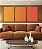 Trio de Quadros Abstrato Degradê Coral Laranja Tangerina Canvas Moldura - Imagem 1