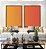 Duo de Quadros Abstrato Degradê Coral Laranja Tangerina Canvas Moldura - Imagem 1