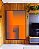 Quadro Vertical Abstrato Degradê Geométrico Cinza Laranja Canvas Moldura - Imagem 1