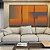 Trio de Quadros Abstrato Degradê Geométrico Cinza Laranja Canvas Moldura - Imagem 5