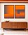 Duo de Quadros Abstrato Degradê Geométrico Cinza Laranja Canvas Moldura - Imagem 3