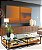 Duo de Quadros Abstrato Degradê Geométrico Cinza Laranja Canvas Moldura - Imagem 1