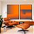 Duo de Quadros Abstrato Degradê Geométrico Cinza Laranja Canvas Moldura - Imagem 2