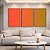 Trio de Quadros Abstrato Degrade Laranja Verde Oliva Canvas Moldura - Imagem 1