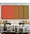 Trio de Quadros Estilizados Abstrato Degrade Laranja Verde Oliva Canvas Moldura - Imagem 1