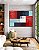 Quadro Horizontal Abstrato Mosaico Textura Azul Vermelho Branco Canvas Moldura - Imagem 4