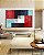 Quadro Horizontal Abstrato Mosaico Textura Azul Vermelho Branco Canvas Moldura - Imagem 5