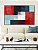 Quadro Horizontal Abstrato Mosaico Textura Azul Vermelho Branco Canvas Moldura - Imagem 1
