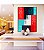 Quadro Vertical Abstrato Mosaico Textura Azul Vermelho Branco Canvas Moldura - Imagem 5
