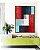 Quadro Vertical Abstrato Mosaico Textura Azul Vermelho Branco Canvas Moldura - Imagem 3