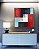 Quadro Quadrado Abstrato Mosaico Textura Azul Vermelho Branco Canvas Moldura - Imagem 2
